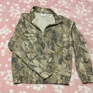 Bluenotes Women's Camouflage Quarter-Zip Pullover in Tan and Green